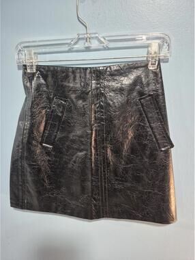 Shinestar Black Faux Leather Mini Skirt Size Small